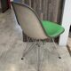 Eames Herman Miller DSR Eiffel chair in green greige fibreglass and vinyl.