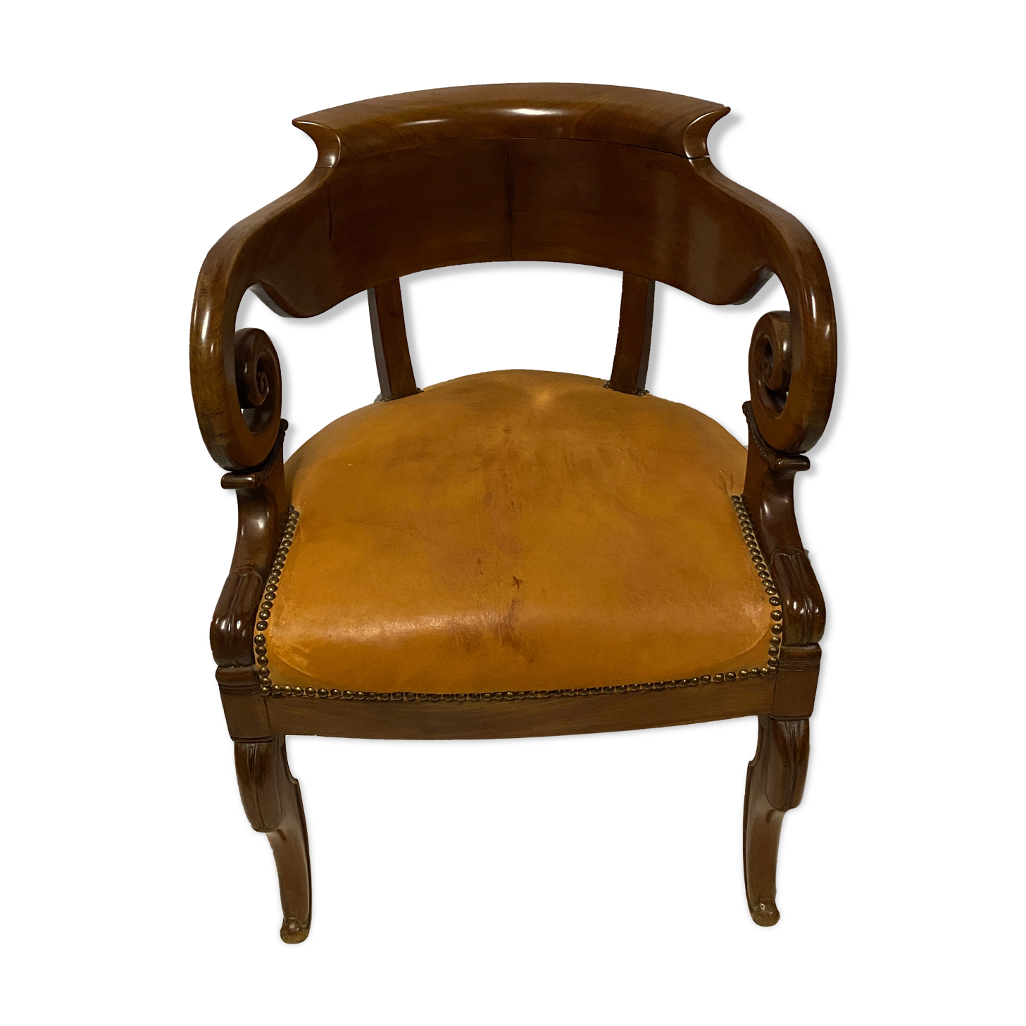 Mahogany office armchair with roll-ups