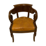Mahogany office armchair with roll-ups