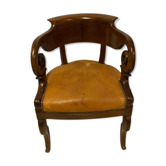 Mahogany office armchair with roll-ups