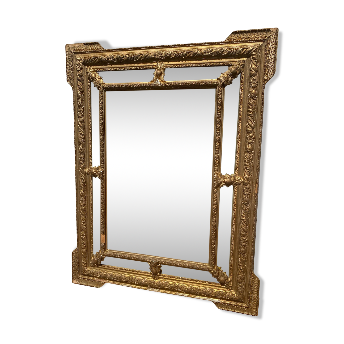Louis XVI style mirror with glazing beads in gilded wood - 19th century