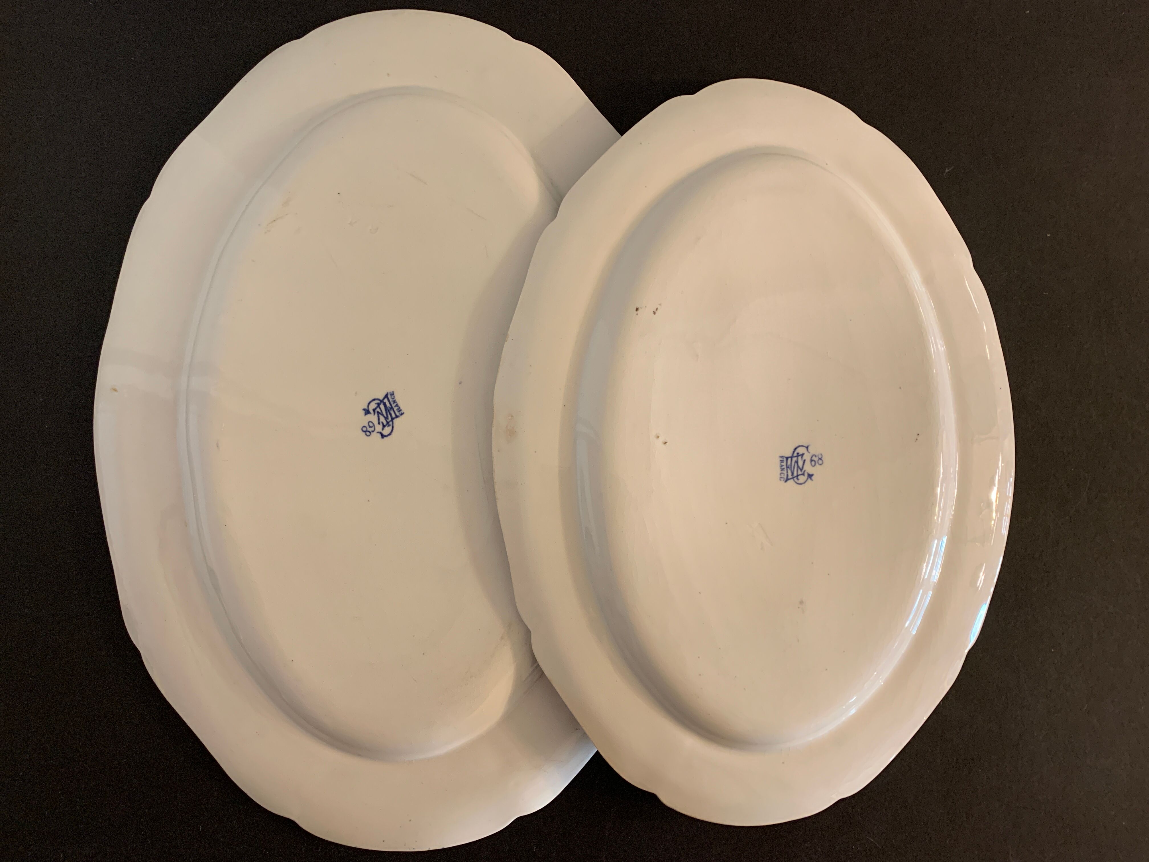 2 oval dishes serving in Gien 1900