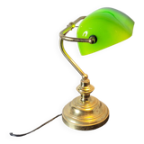 Lampe de bureau vintage en laiton abat-jour en verre