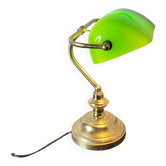 Lampe de bureau vintage en laiton abat-jour en verre