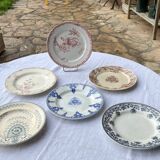 Lot de 6 assiettes  plates  anciennes variées