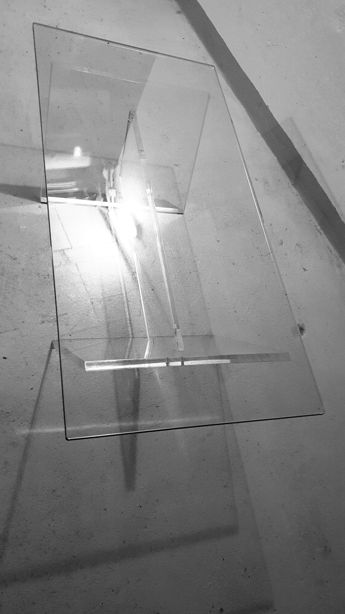 Glass and plexiglass coffee table 1970
