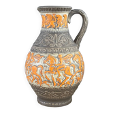 Large floor vase West Germany - orange horse motifs