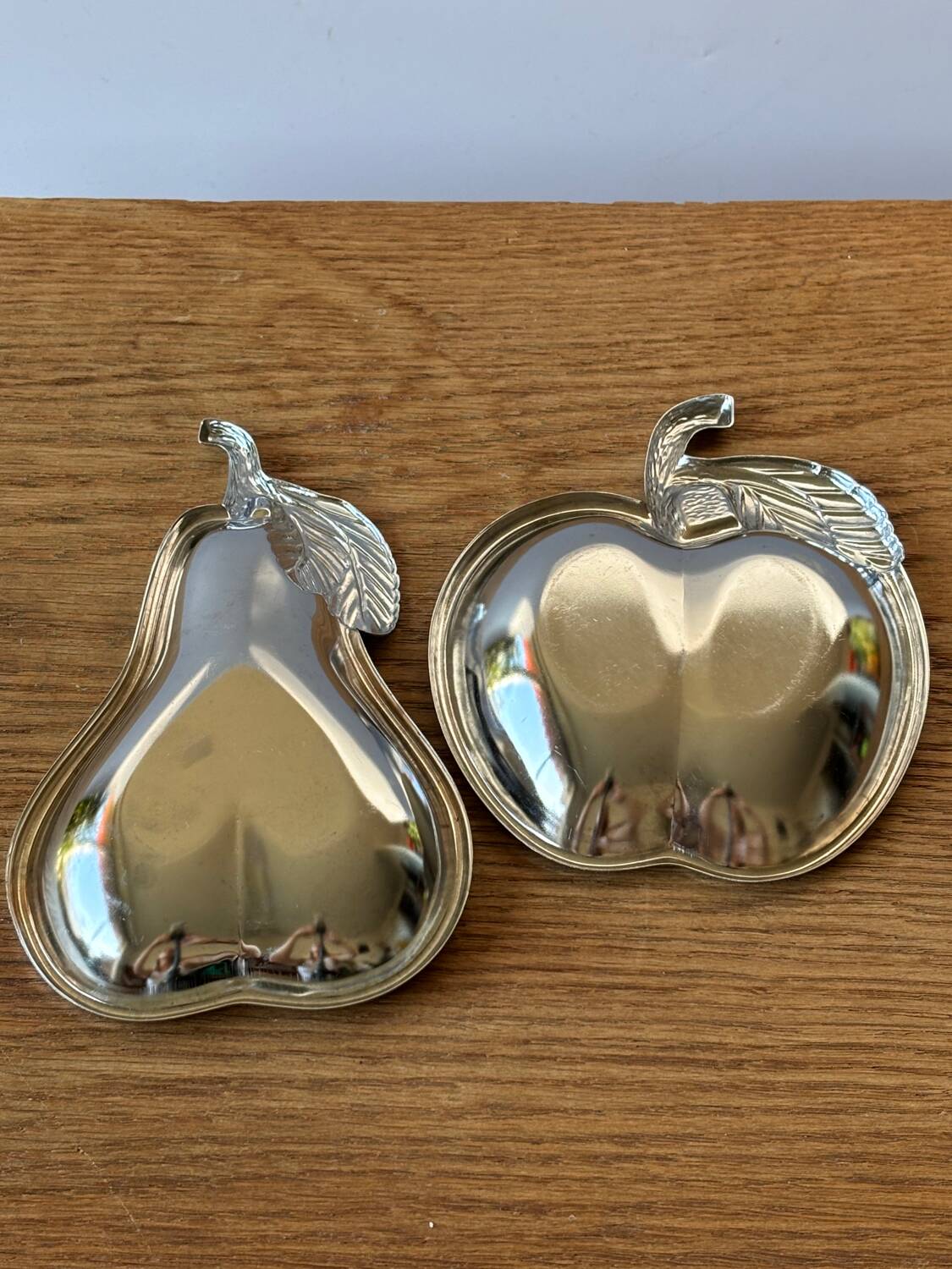 Coupelles vintage en métal argenté « Pomme Poire »