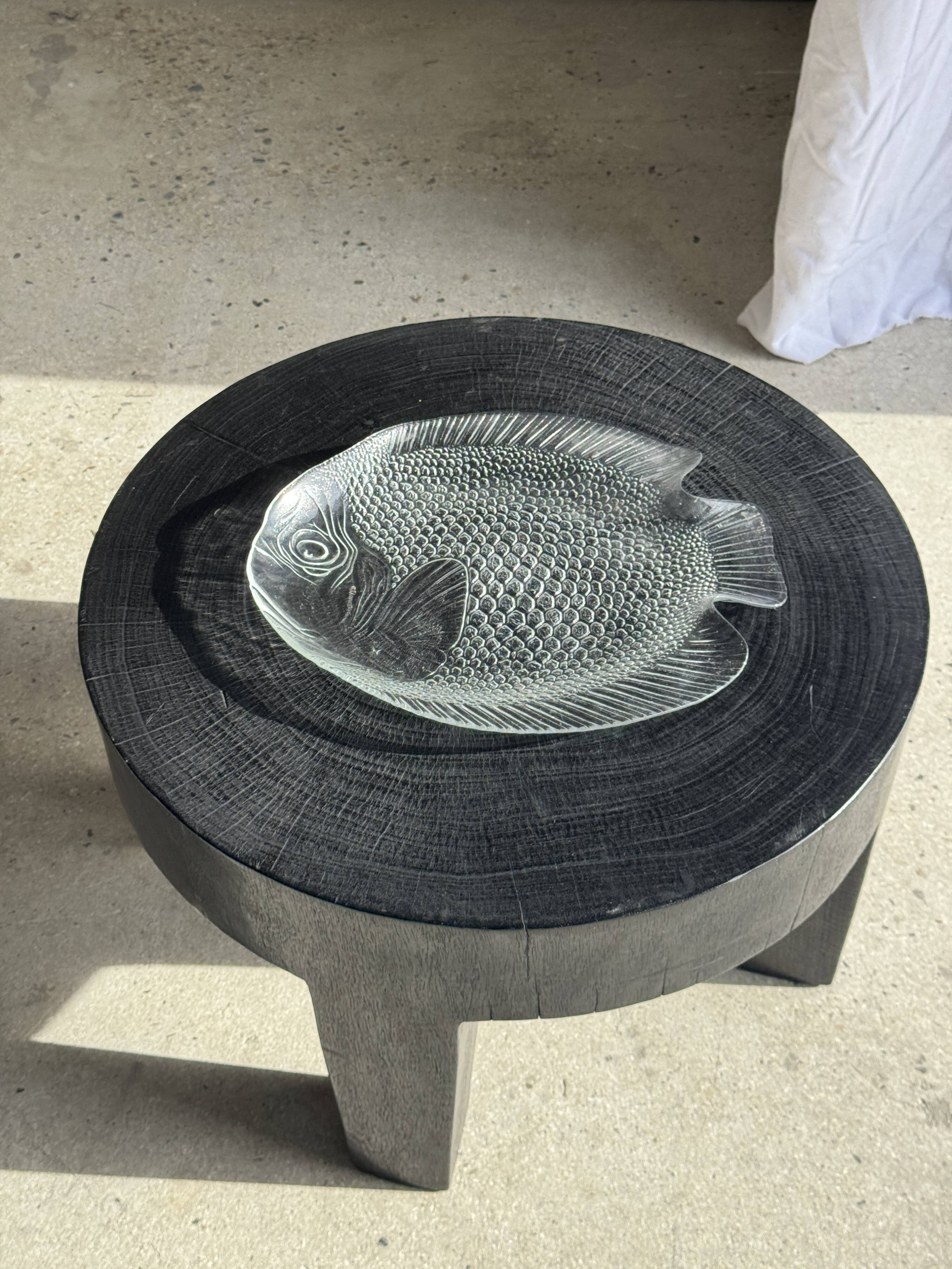 Large fish plate transparent glass Arcoroc vintage L38.5