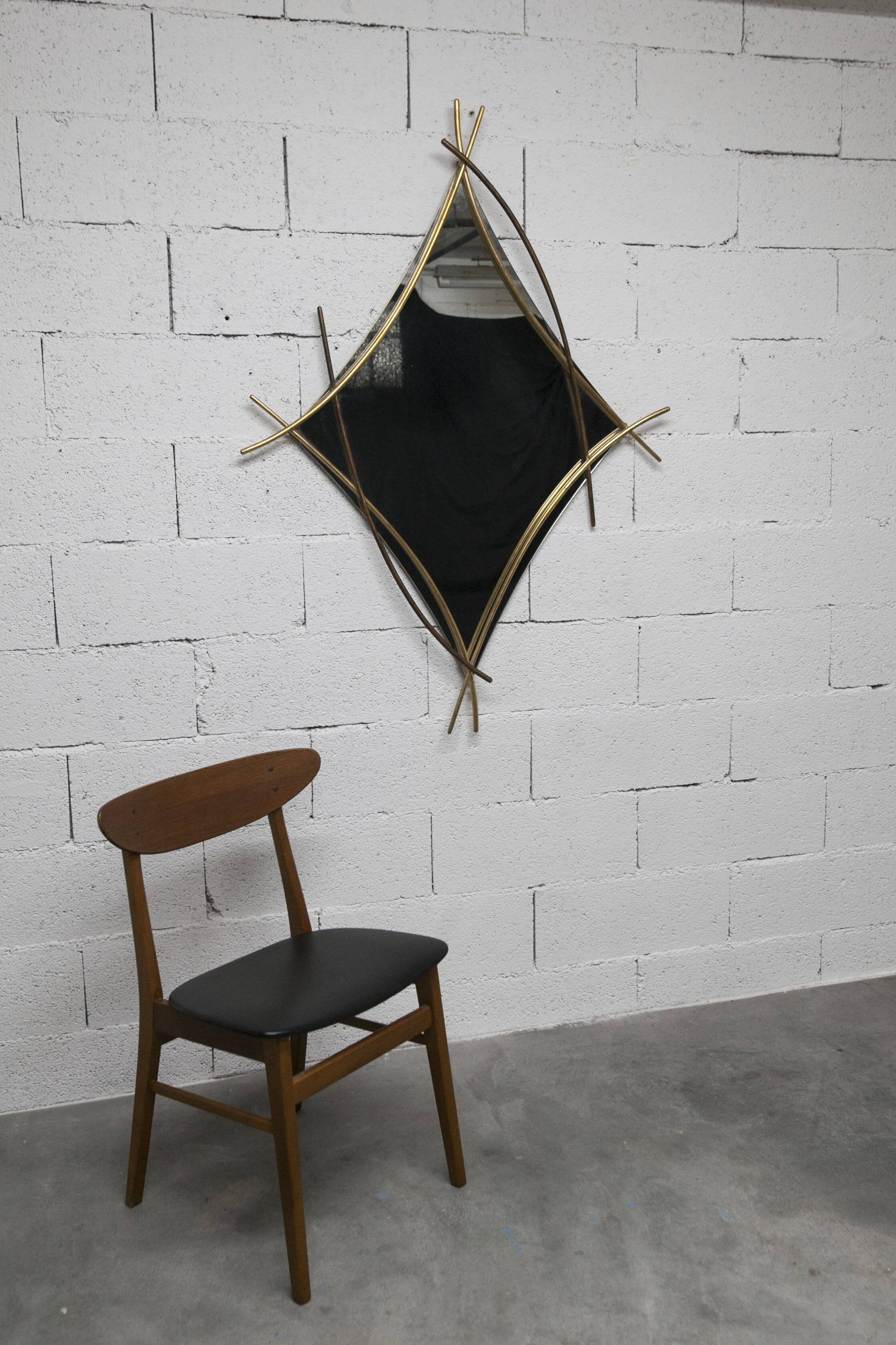 Sculptural mirror with two-tone gilded arches, France, 1970s, 95 x 133 cm