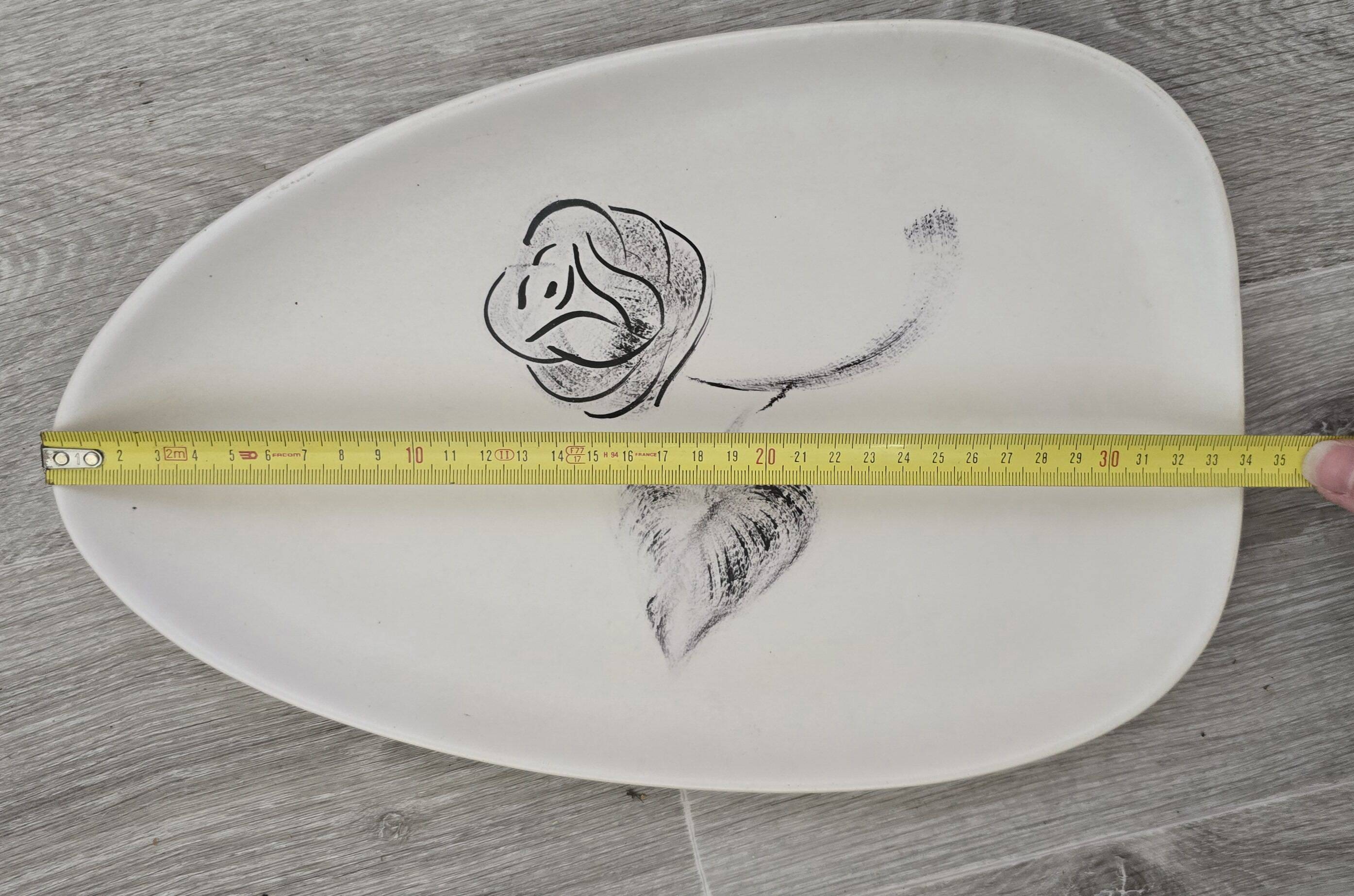 Vintage Niderviller dish, Black Rose model