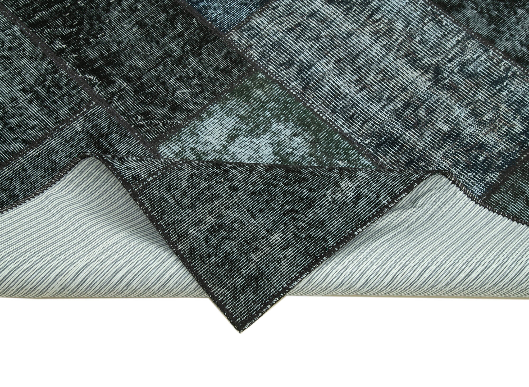 Hand-knotted oriental vintage 170 cm x 241 cm black patchwork rug