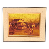 Huile sur panneau d'origine suédoise – « Paysage rural » – Signé – Vintage et cadre