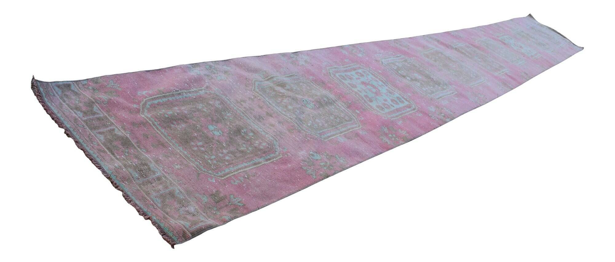 Vintage Turkish hallway rug 88x680 cm