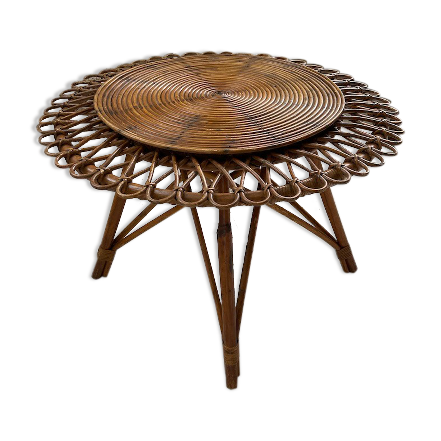 Rattan “sun” coffee table