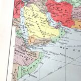 Vintage map Asia China Japan India USSR 43x43cm from 1950