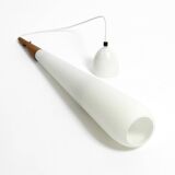 Rare Uno & Östen Kristiansson pendant lamp in opal glass and teak | Made by