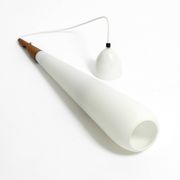 Rare Uno & Östen Kristiansson pendant lamp in opal glass and teak | Made by