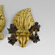 Pair of Hollywood Regency sconces in carved, painted and patinated wood, 1950s