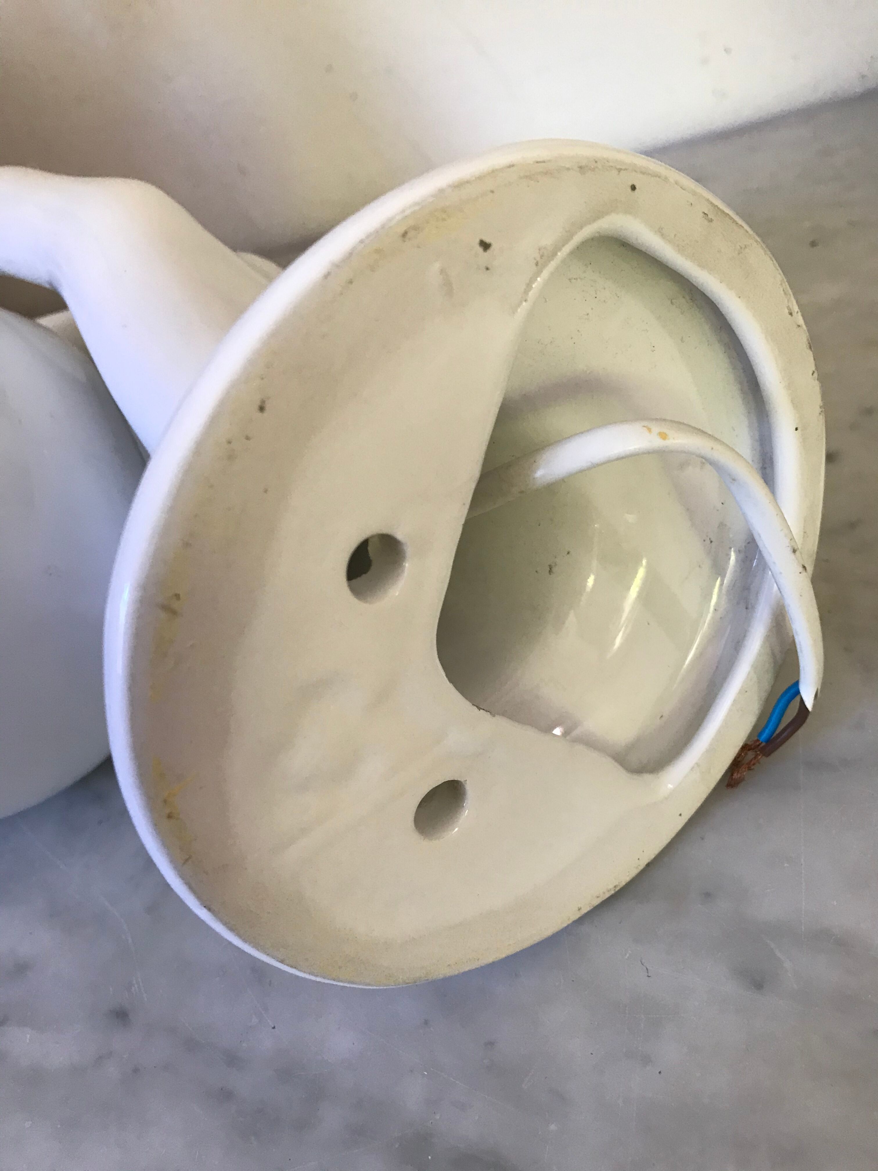 Ceramic hand and opaline sconce