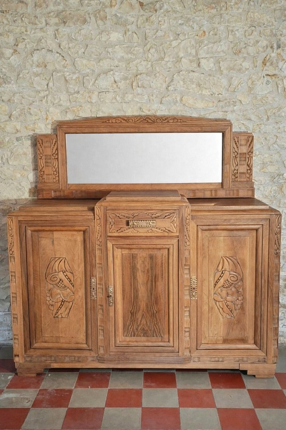Art Deco sideboard in solid walnut