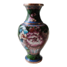 Chinese handcrafted baluster vase, hand-painted, in cloisonné enamel/Floral motifs, peonies 21 cm