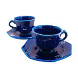 Duo of italian cups octagonal navy blue