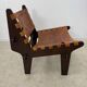 Vintage teak and leather armchair design Angel Pazmino brand Ecuador vintage 1960