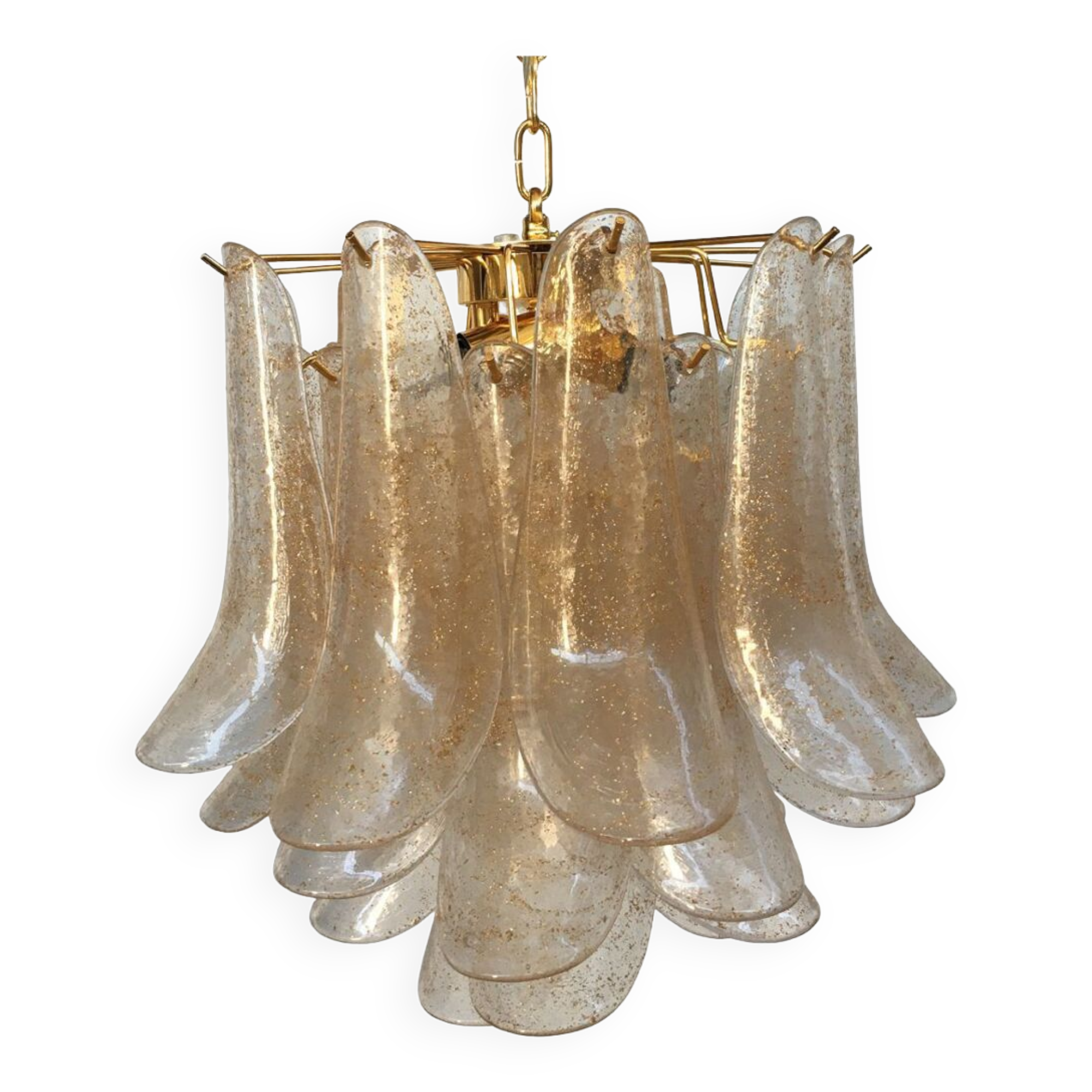 Clear and gold “selle” murano glass chandelier d50
