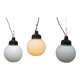 Trio suspensions globes verre opalin et bakélite