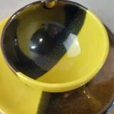 Set of 5 cups + saucers, two-tone ceramic, Luc Lucchesi, by Vall