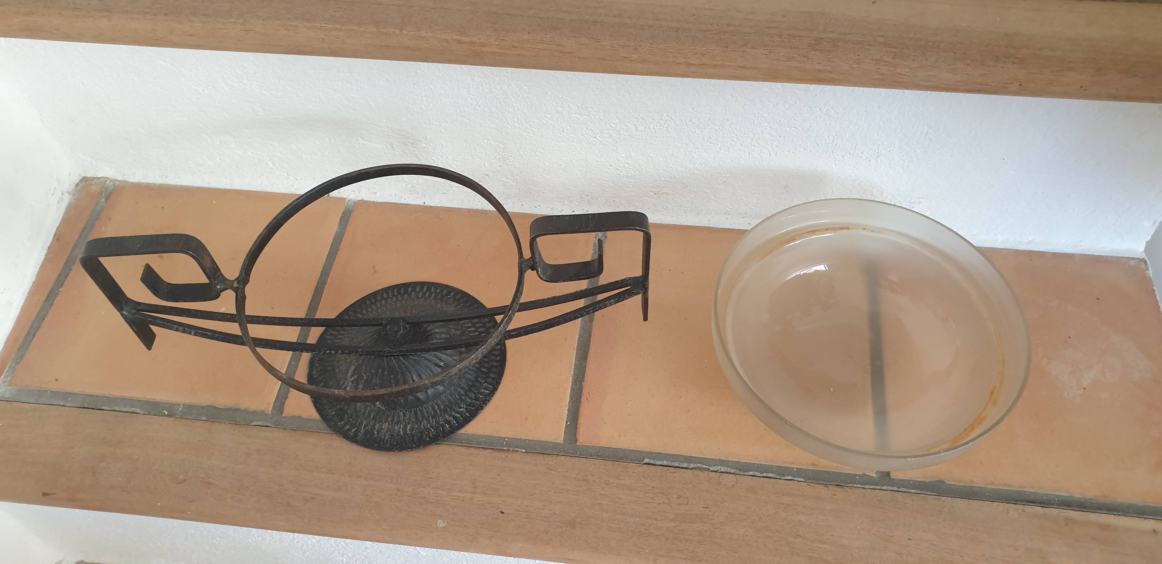 Art deco glass/metal cup