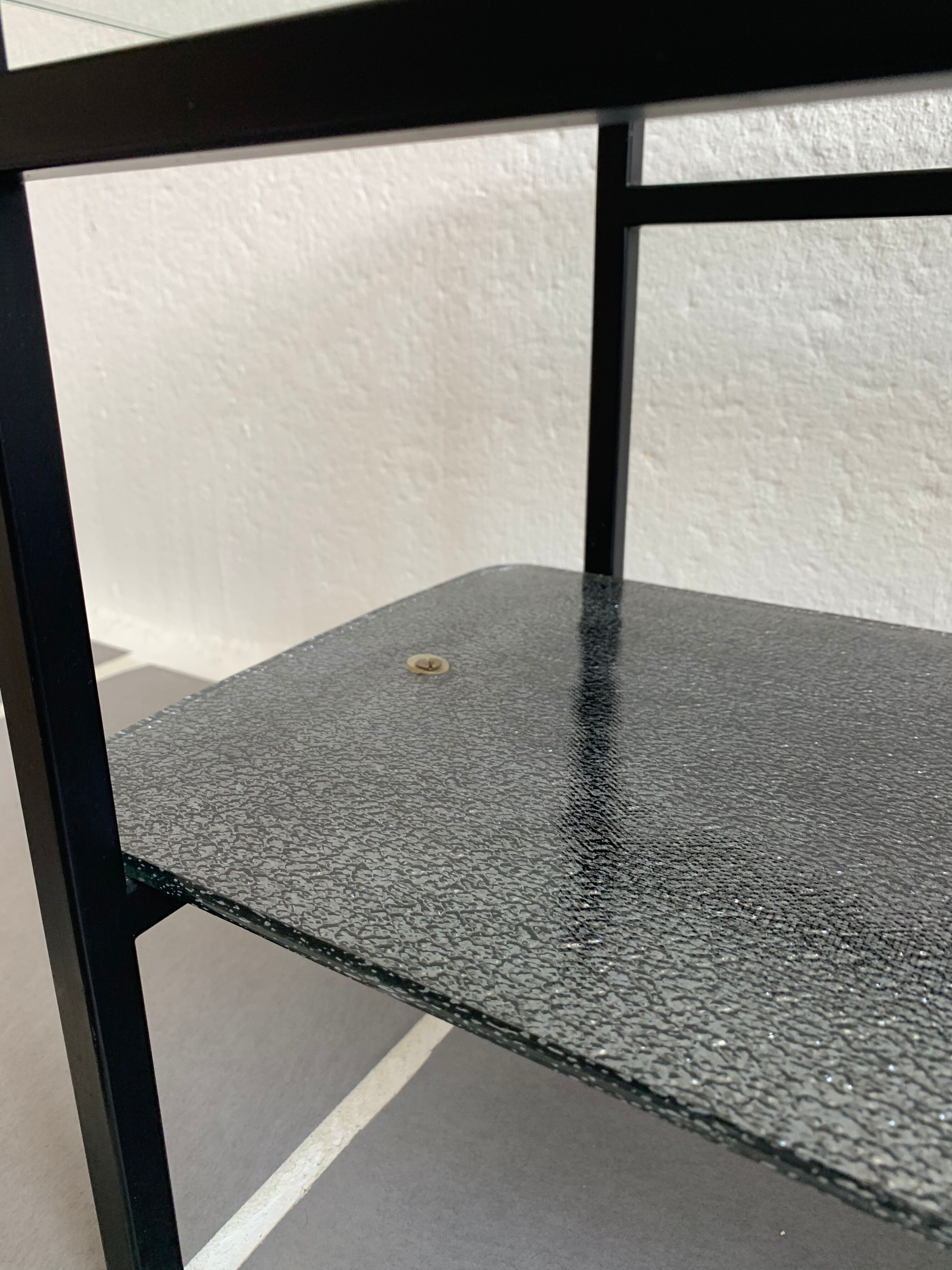Vintage glass and steel coffee table Years 50