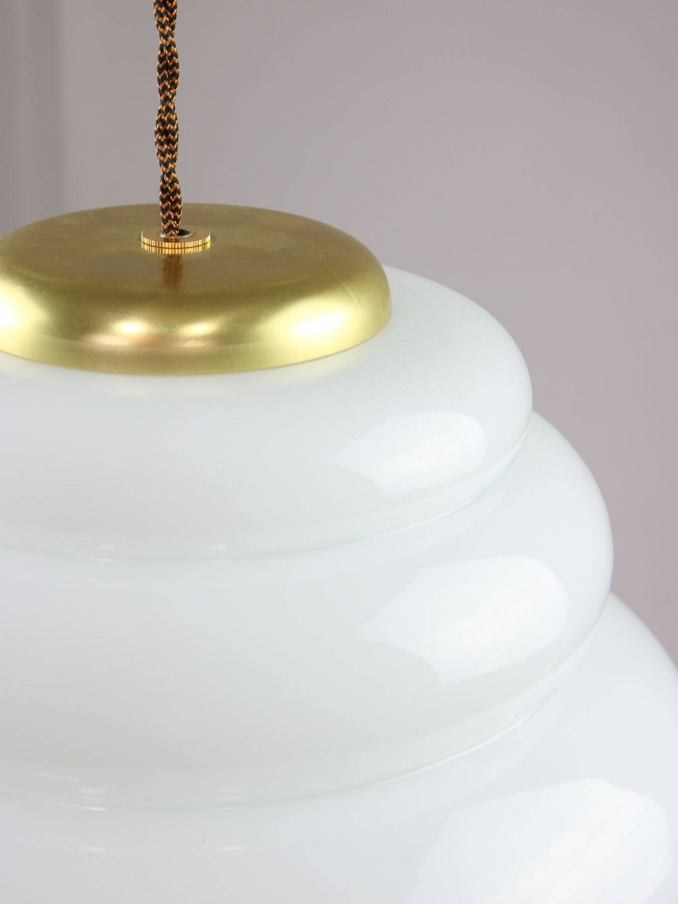 Mid-century italian brass and opaline cloud pendant lamp