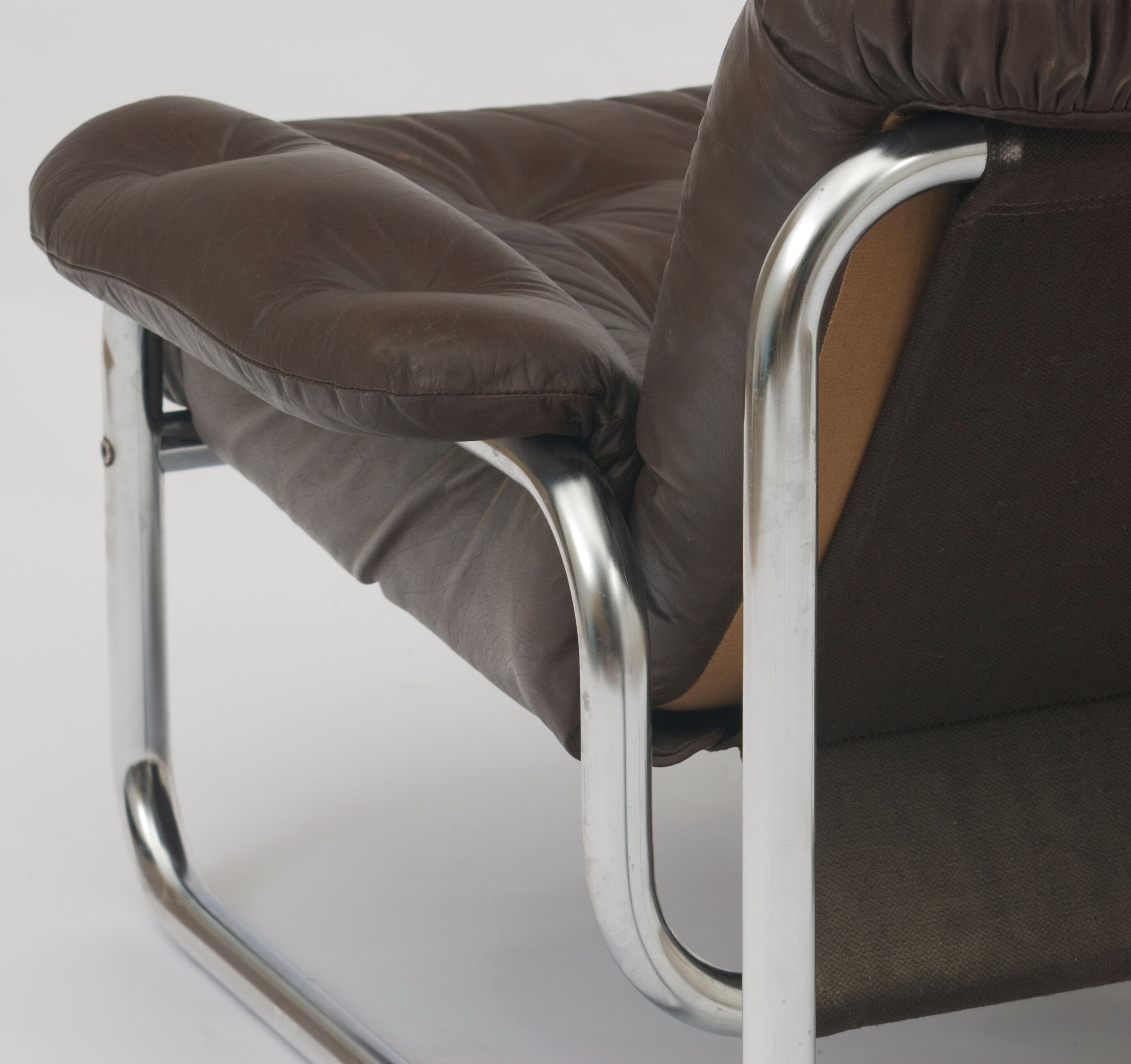 Chrome tubular framed two seater sofa