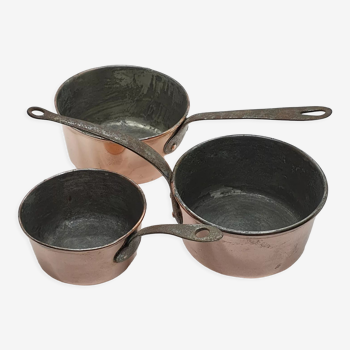 Set de 3 casseroles en cuivre