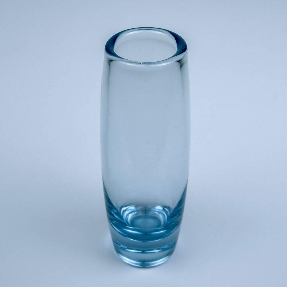 Original blue glass vase by Per Lütken for Holmegaard, Denmark, 1960s.