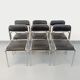 Set of 6 vintage Italian stackable chairs in chrome metal and skai.