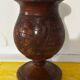 Vintage Turned and Carved Wooden Vase - Vine Decor H 28 cm