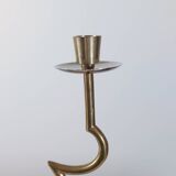 Vintage postmodern sculptural candlestick in chrome brass from the 1980s.