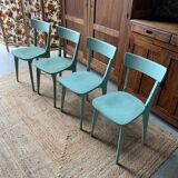 Set of 4 green bistro chairs