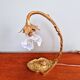 Art Nouveau table lamp in gilded bronze and opalescent glass