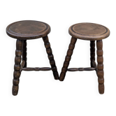 Pair of Vintage 60s/70s Ball Tripod Stools Plant Stand D