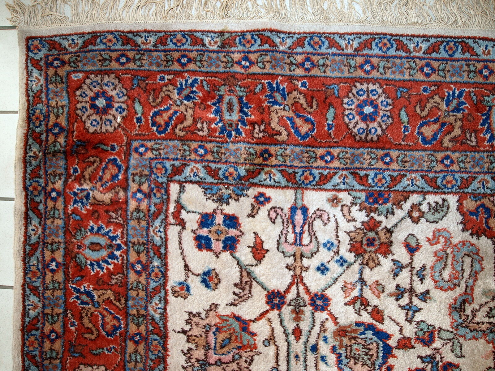 Carpet vintage Persian Mashad done hand 210x334cm 1950 s