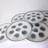 6 vintage oyster plates from Moulin des Loups and Orchies