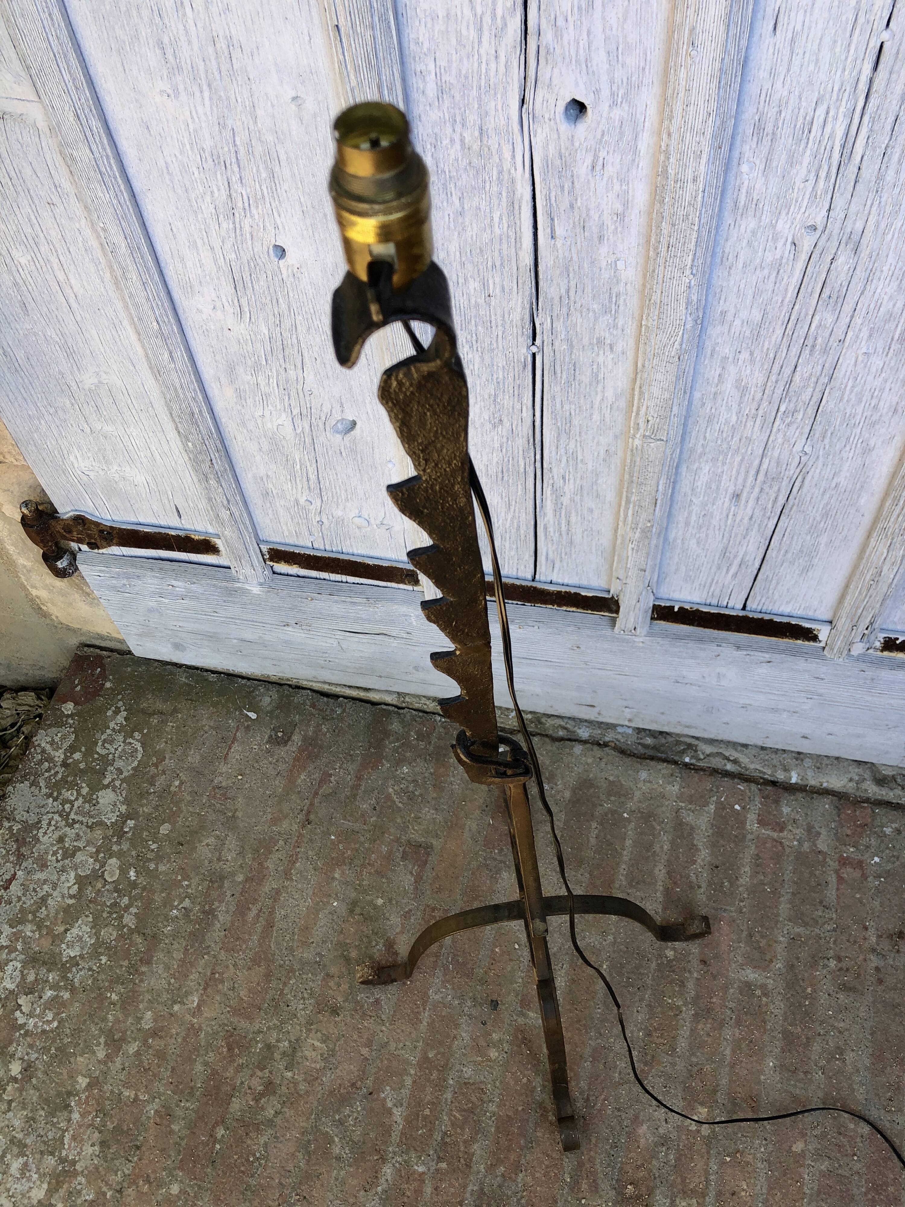 Brutalist wrought iron floor lamp 1970