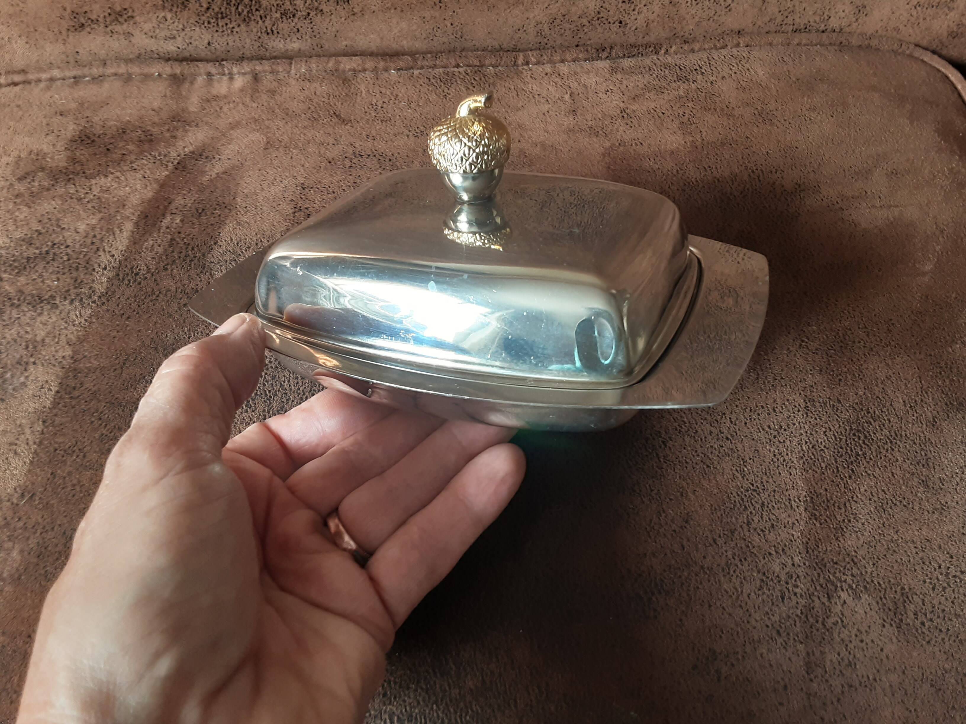 Vintage metal butter dish