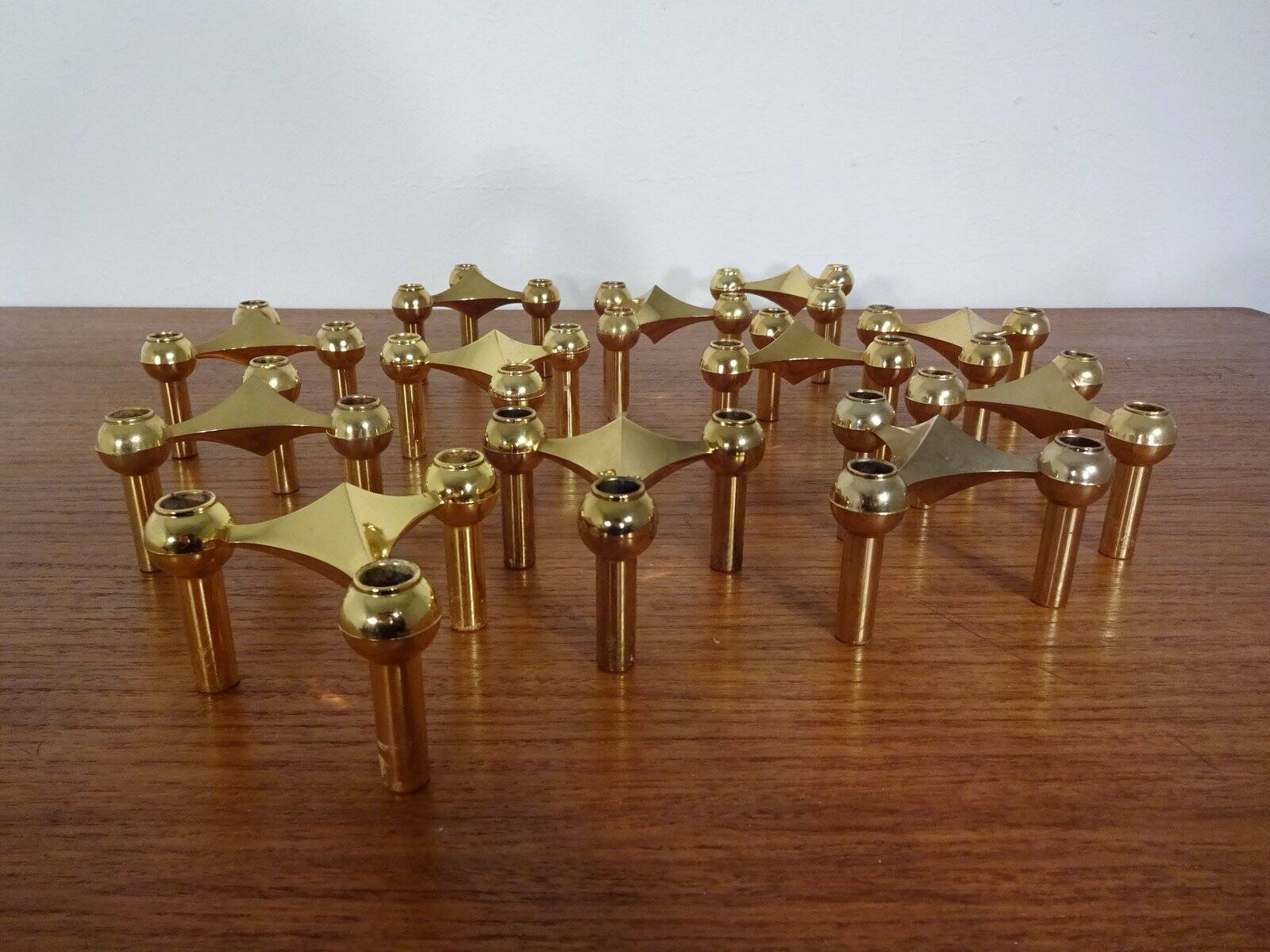 Gold-Plated Candleholders by Ceasar Stoffi & Fritz Nagel for BMF, 1960s, Set of 12