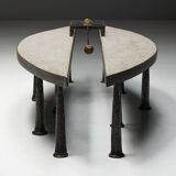 Thomas Serruys steel and stone brutalist coffee table, Belgium, 2019