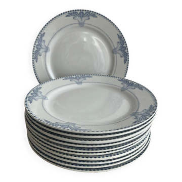Lot de 11 assiettes plates Service Windsor Creil et Montereau 24,5cm